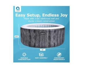 Avenli Greywood Round Inflatable Hot Tub Spa with Control Panel