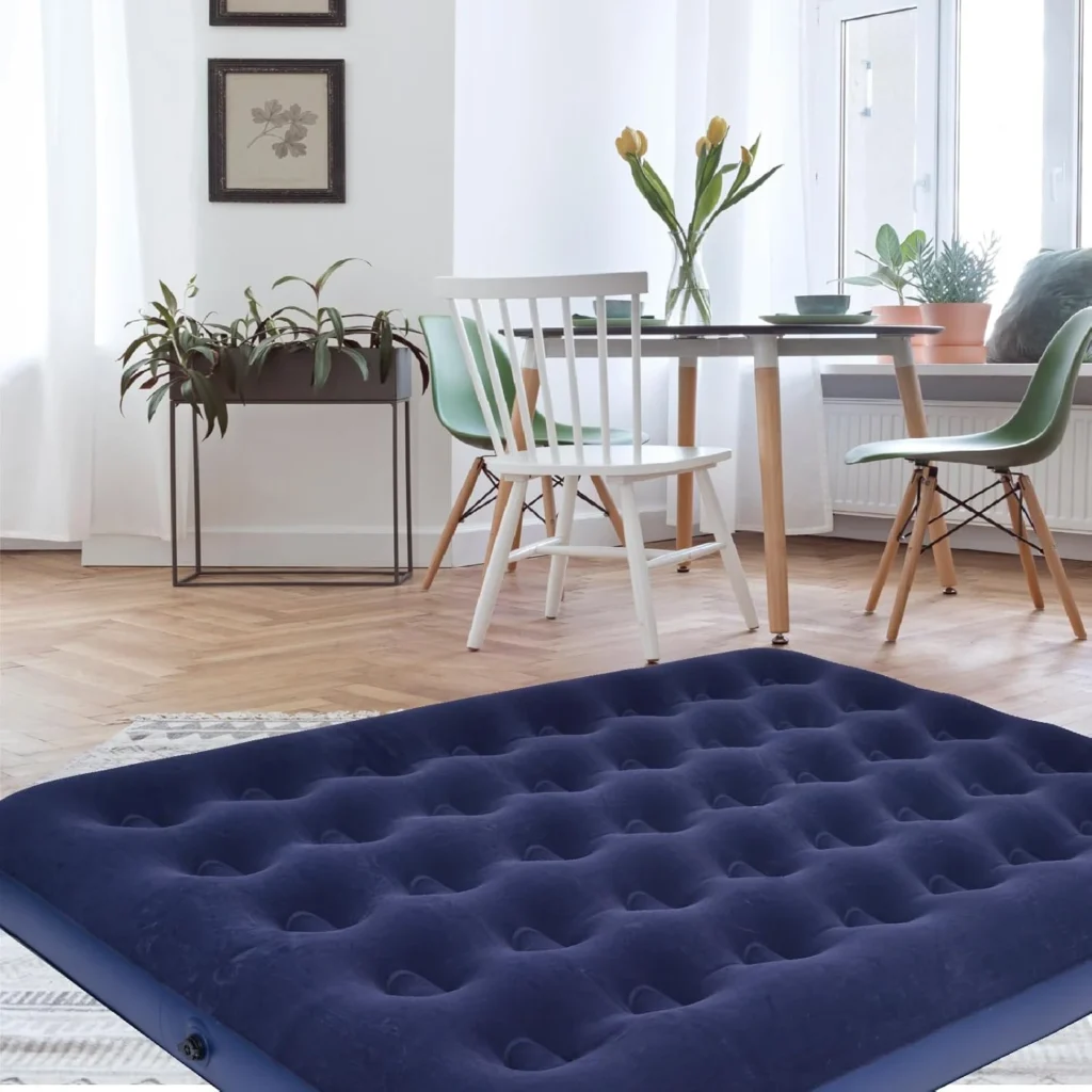 AVENLI Double Size Air Mattress for Inflatable Portable Navy Blow Up Mattresses with Flocked top Foldable Air Bed for Tent Camping Home Travel Backpacking